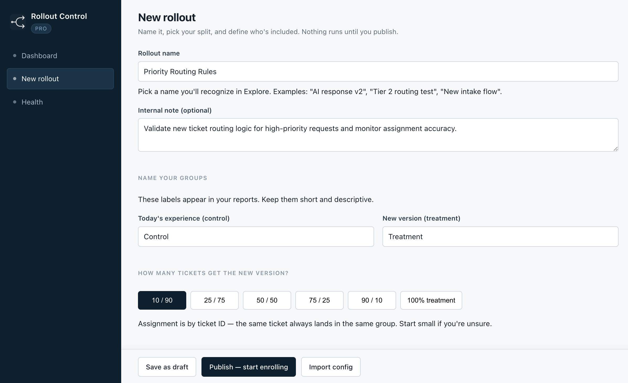 Create rollout form.