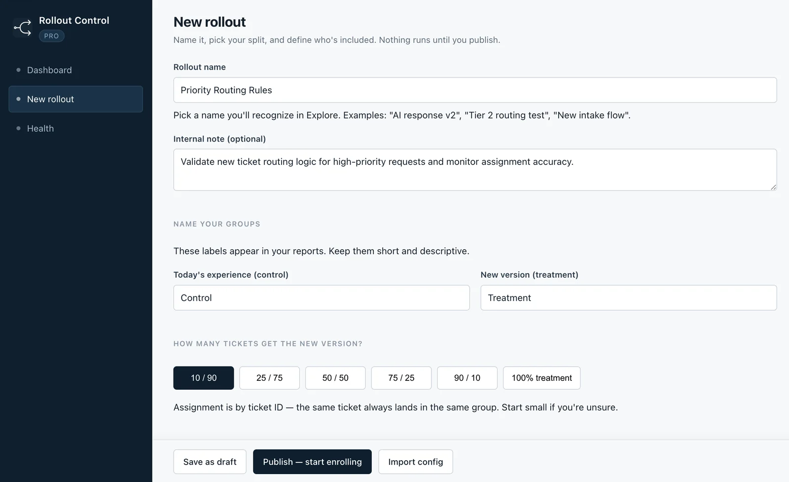 Create rollout form.