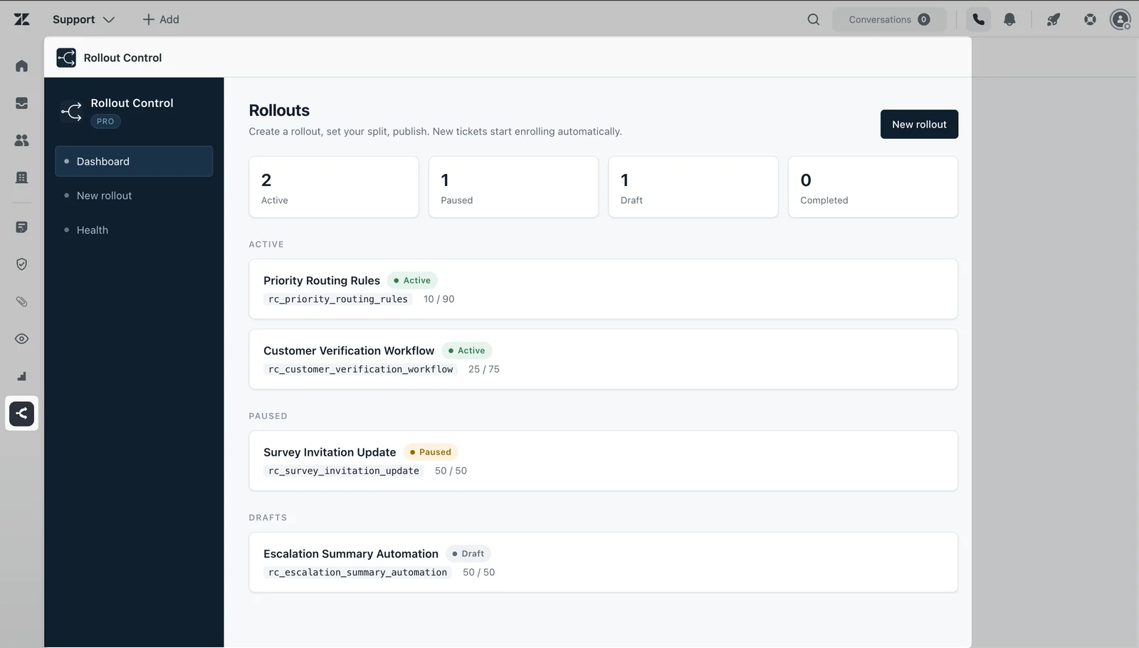 Rollout Control dashboard.